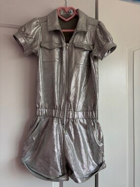 MIA Silver Metallic Short-Sleeve Romper